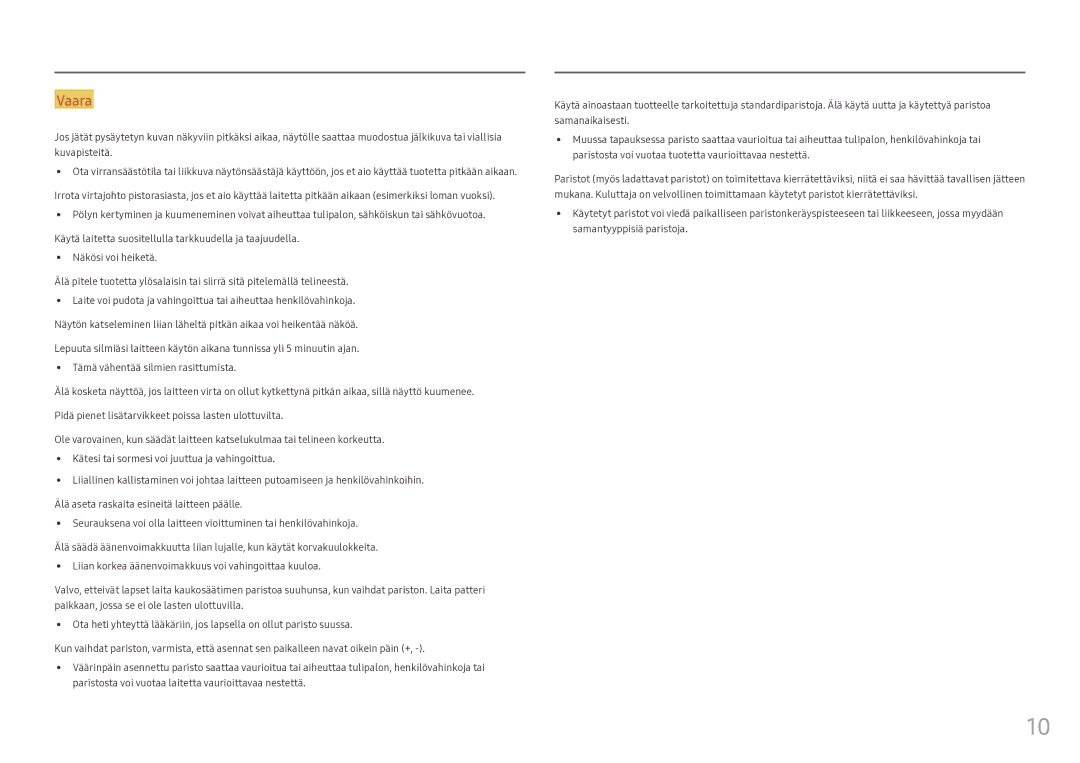 Samsung LH55OHFPVBC/EN, LH55OHFPKBC/EN, LH46OHFPKBC/EN manual Vaara 