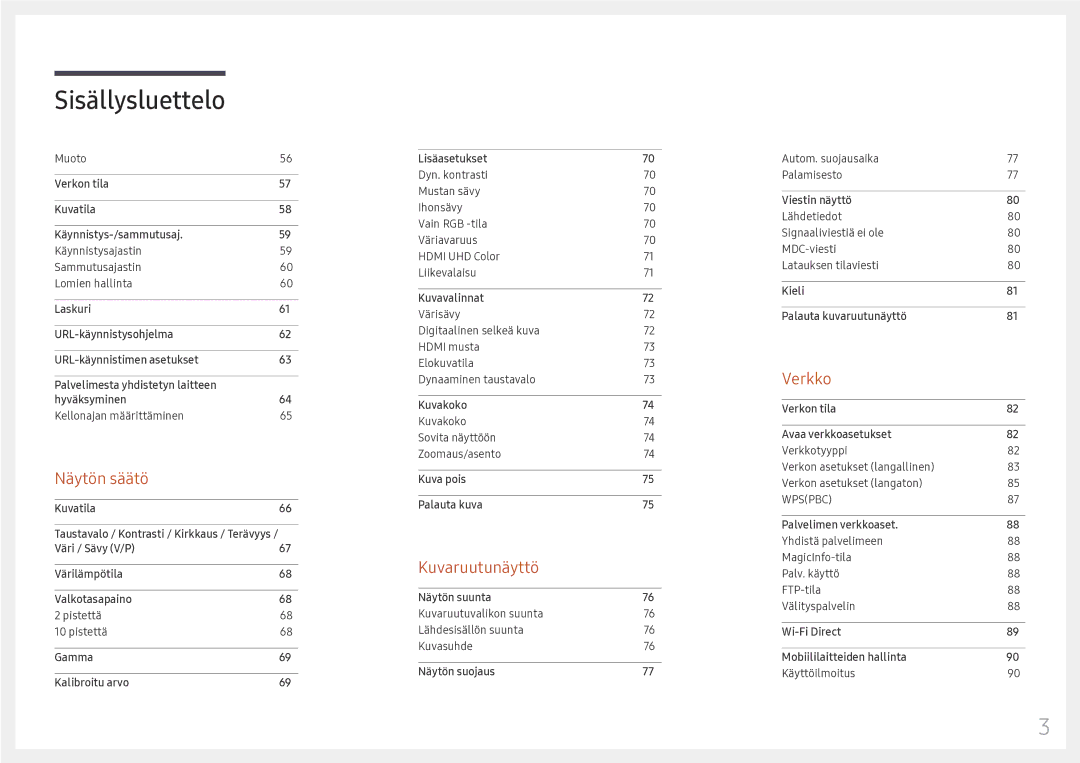 Samsung LH55OHFPKBC/EN, LH55OHFPVBC/EN, LH46OHFPKBC/EN manual Näytön säätö 