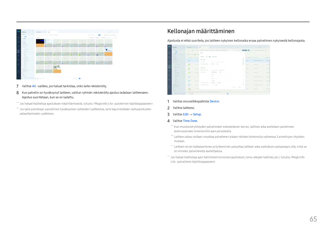 Samsung LH46OHFPKBC/EN, LH55OHFPKBC/EN, LH55OHFPVBC/EN manual Kellonajan määrittäminen 