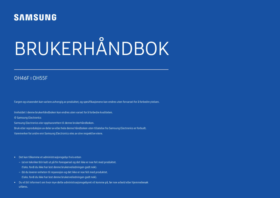 Samsung LH55OHFPVBC/EN, LH55OHFPKBC/EN, LH46OHFPKBC/EN manual Användarhandbok 