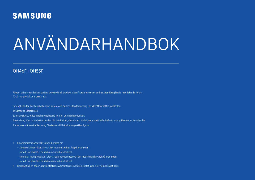 Samsung LH55OHFPVBC/EN, LH55OHFPKBC/EN, LH46OHFPKBC/EN manual Brugervejledning 