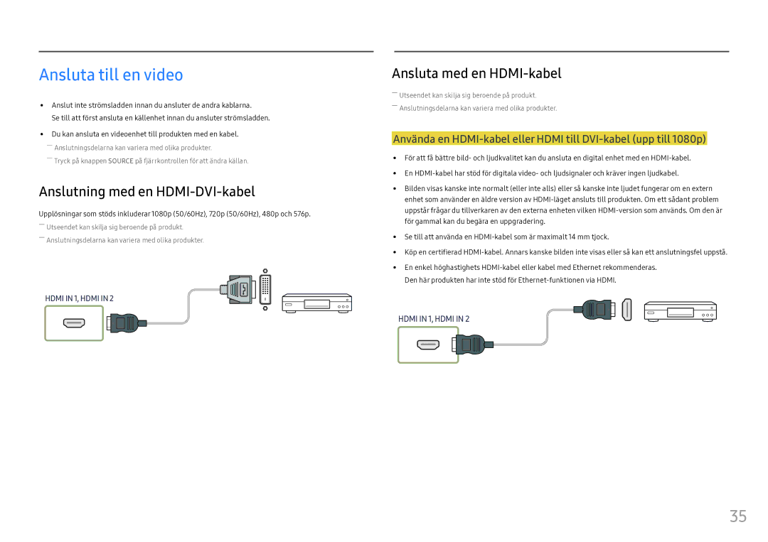 Samsung LH46OHFPKBC/EN, LH55OHFPKBC/EN, LH55OHFPVBC/EN manual Ansluta till en video 