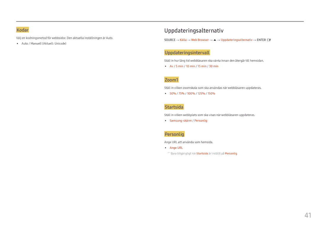 Samsung LH46OHFPKBC/EN, LH55OHFPKBC/EN, LH55OHFPVBC/EN manual Uppdateringsalternativ 