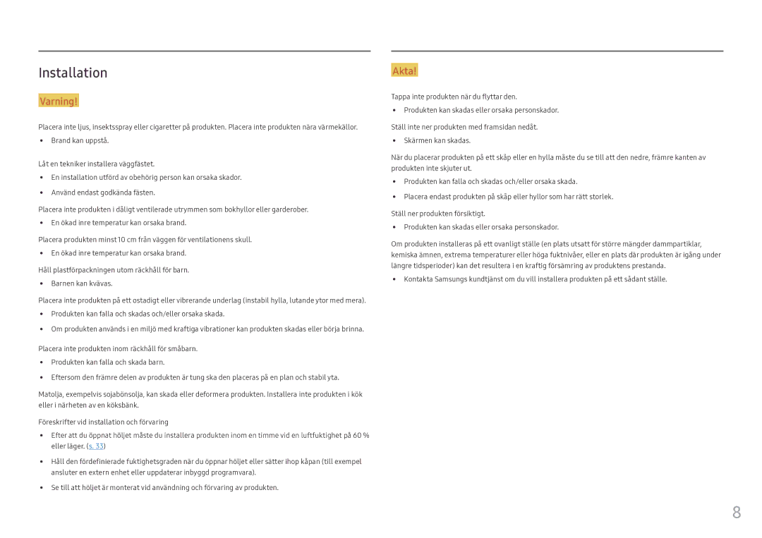 Samsung LH46OHFPKBC/EN, LH55OHFPKBC/EN, LH55OHFPVBC/EN manual Installation 