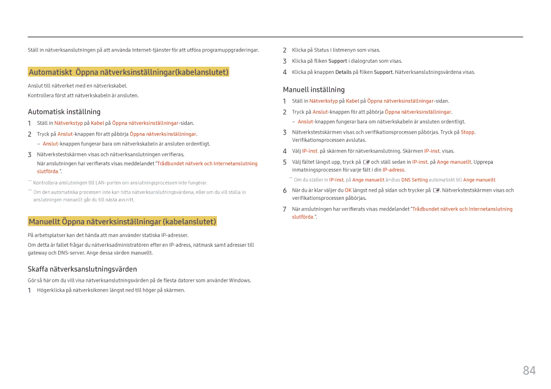 Samsung LH55OHFPKBC/EN, LH55OHFPVBC/EN, LH46OHFPKBC/EN manual Automatiskt Öppna nätverksinställningarkabelanslutet 