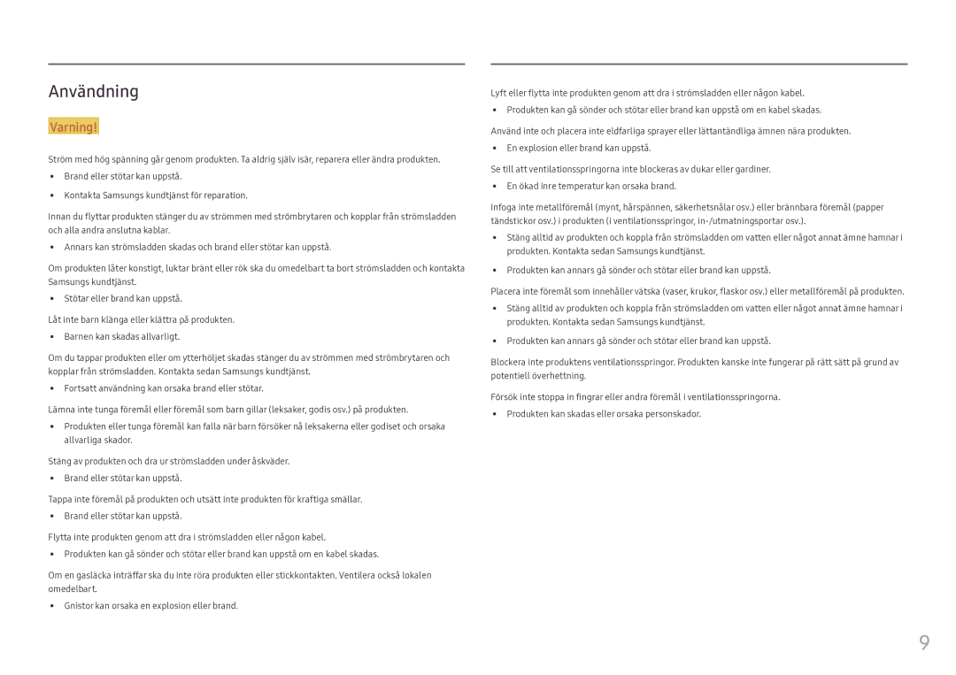 Samsung LH55OHFPKBC/EN, LH55OHFPVBC/EN, LH46OHFPKBC/EN manual Användning 