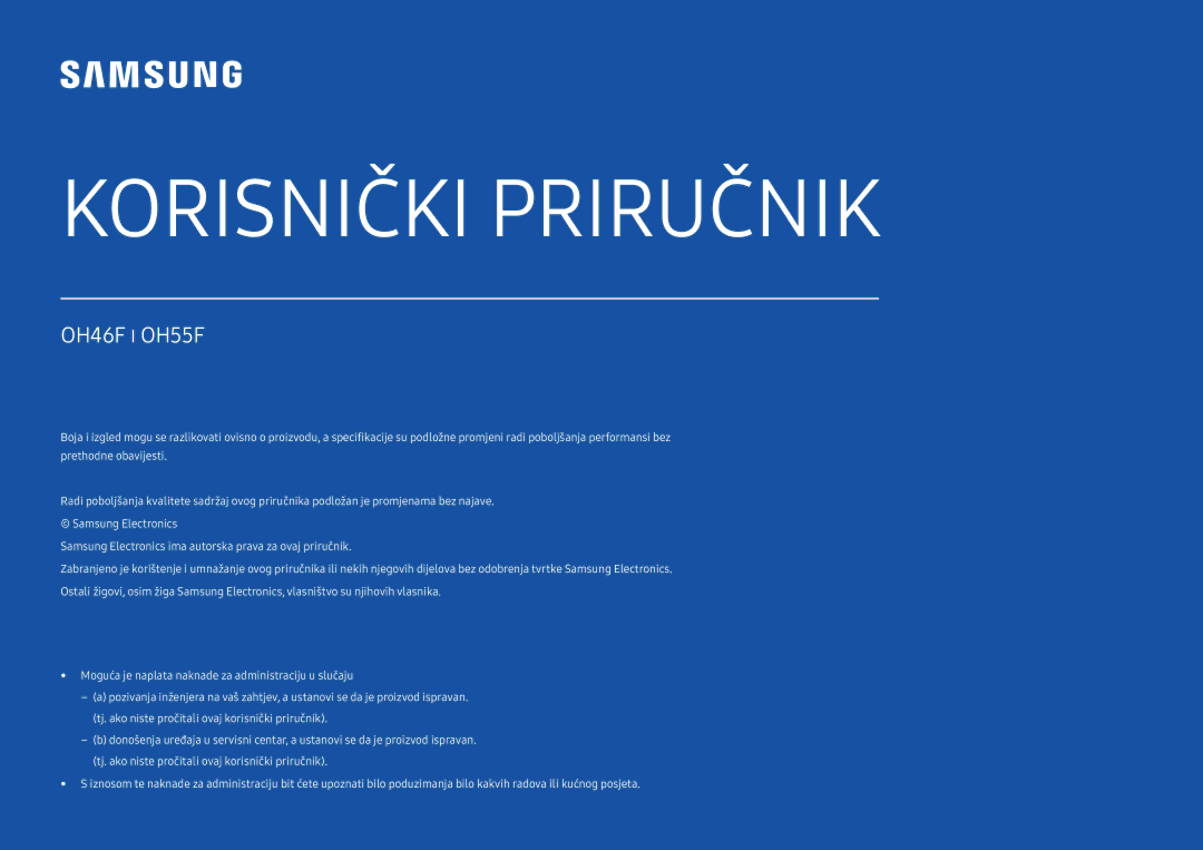 Samsung LH55OHFPKBC/EN manual Korisnički Priručnik 