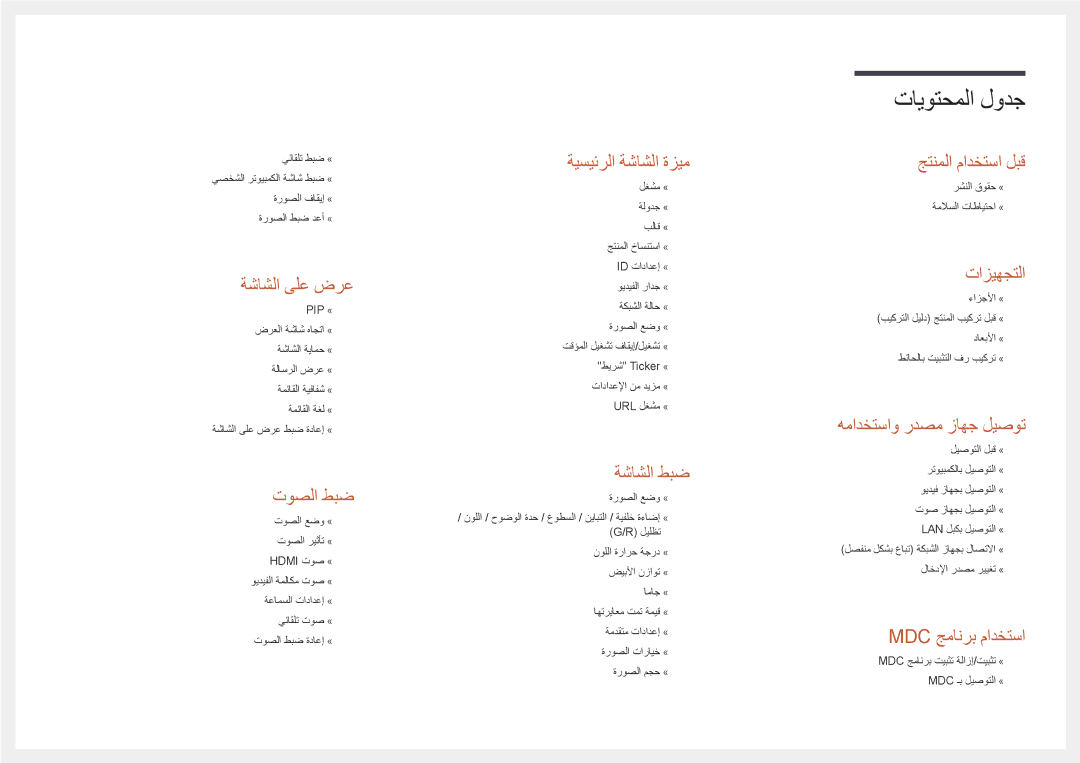 Samsung LH55OMDPWBC/NG, LH55OMDPWBC/EN, LH75OMDPWBC/NG manual تايوتحملا لودج 