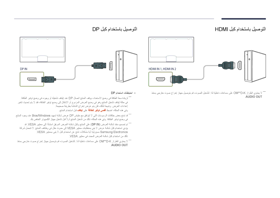 Samsung LH75OMDPWBC/NG, LH55OMDPWBC/EN, LH55OMDPWBC/NG manual Dp لبك مادختساب ليصوتلا, Hdmi لبك مادختساب ليصوتلا 