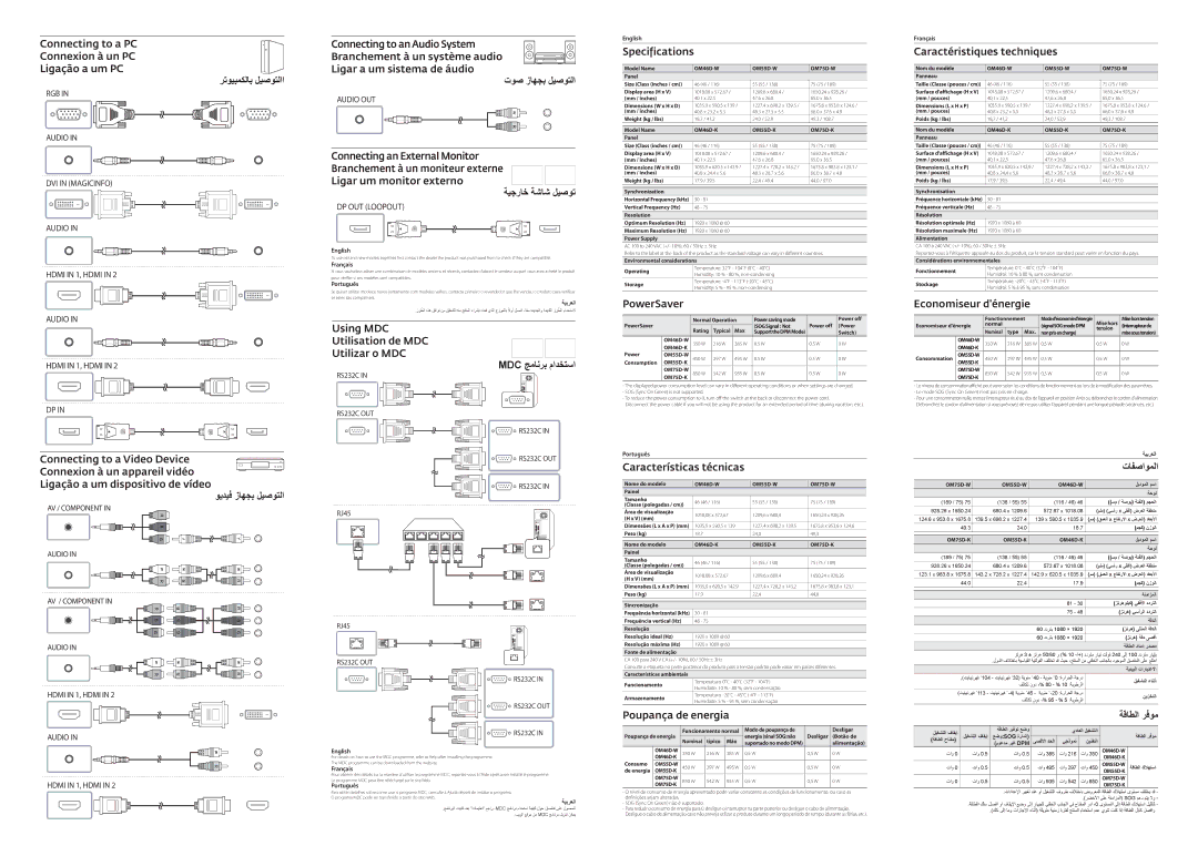 Samsung LH55OMDPWBC/NG ﺮﺗﻮﻴﺒﻤﻜﻟﺎﺑ ﻞﻴﺻﻮﺘﻟﺍﺍ, ﺕﻮﺻ ﺯﺎﻬﺠﺑ ﻞﻴﺻﻮﺘﻟﺍ, ﺔﻴﺟﺭﺎﺧ ﺔﺷﺎﺷ ﻞﻴﺻﻮﺗ, Mdc ﺞﻣﺎﻧﺮﺑ ﻡﺍﺪﺨﺘﺳﺍ, ﻮﻳﺪﻴﻓ ﺯﺎﻬﺠﺑ ﻞﻴﺻﻮﺘﻟﺍ 