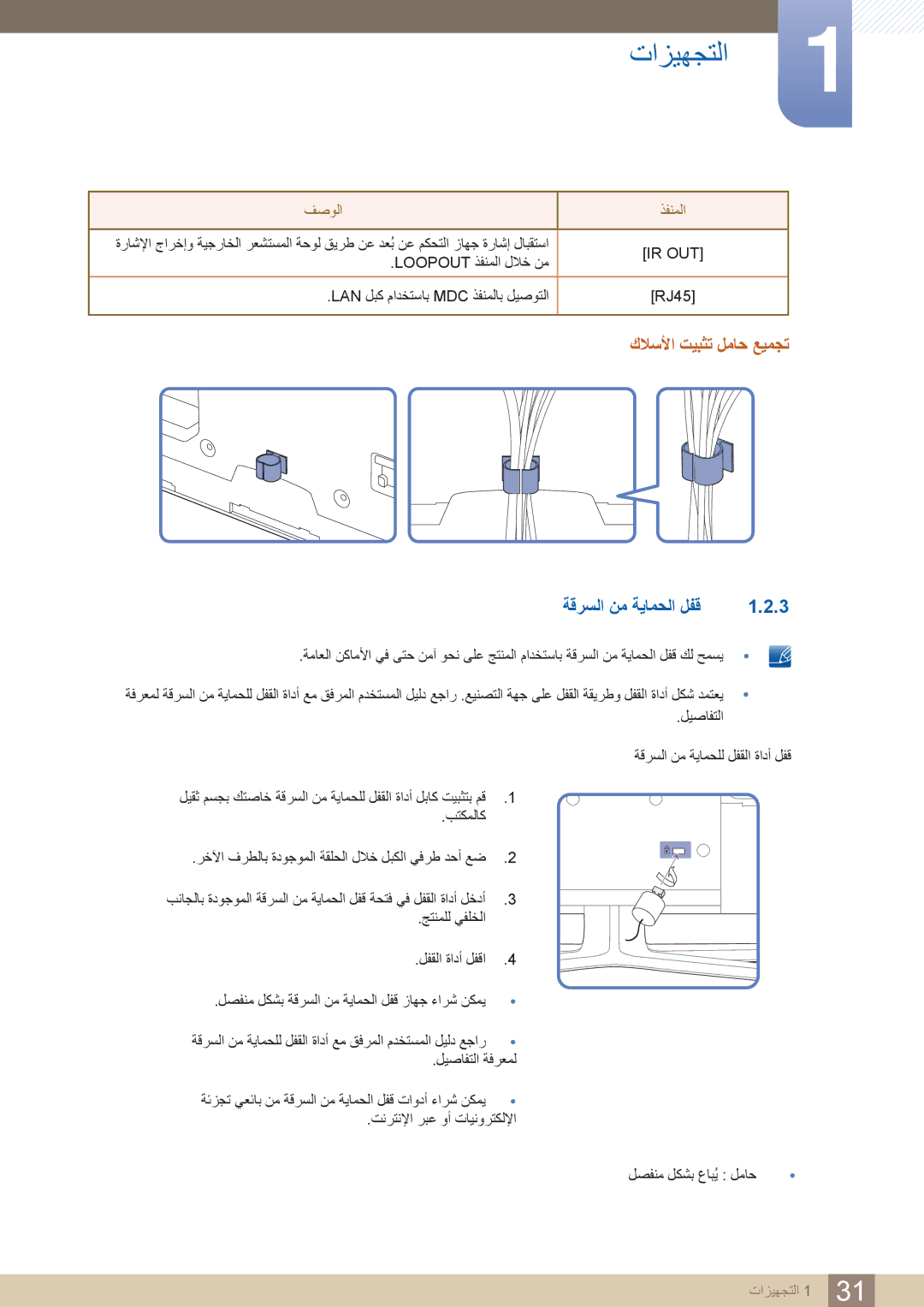 Samsung LH46DECPLBC/NG, LH55PECPLBC/EN, LH46PECPLBC/EN manual كلاسلأا تيبثت لماح عيمجت, ةقرسلا نم ةيامحلا لفق, فصولا 