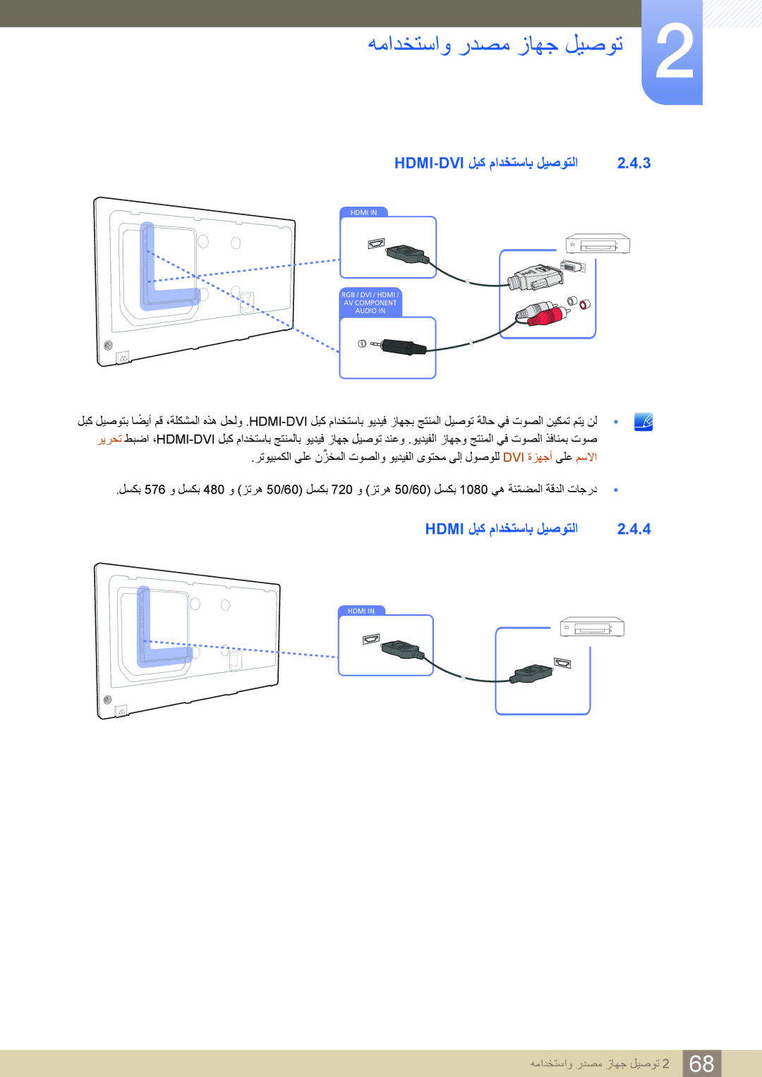 Samsung LH40DECPLBC/NG, LH55PECPLBC/EN, LH46PECPLBC/EN manual Hdmi-Dvi لبك مادختساب ليصوتلا, Hdmi لبك مادختساب ليصوتلا 