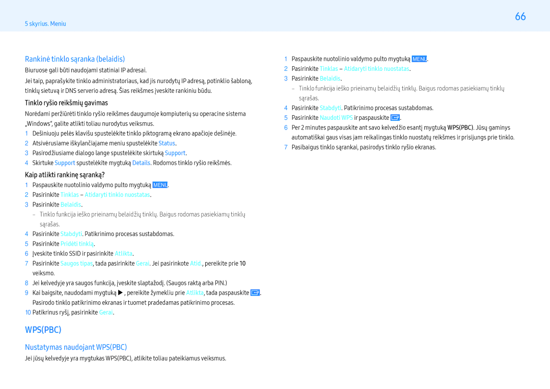 Samsung LH55PMFXTBC/EN manual Rankinė tinklo sąranka belaidis, Nustatymas naudojant Wpspbc, Pasirinkite Pridėti tinklą 