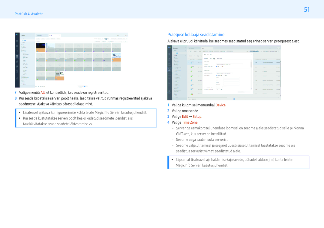 Samsung LH55PMHPBGC/EN, LH43PMHPBGC/EN, LH49PMHPBGC/EN Praeguse kellaaja seadistamine, Valige Edit  Setup Valige Time Zone 