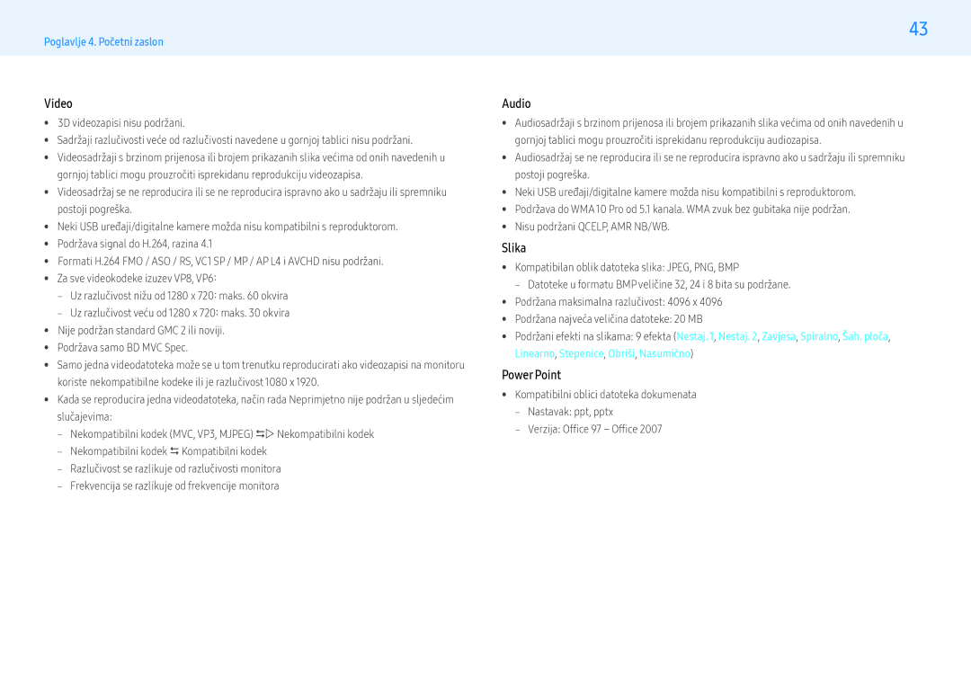 Samsung LH43PMHPBGC/EN, LH55PMHPBGC/EN, LH49PMHPBGC/EN manual Video, Audio, Slika, Power Point 