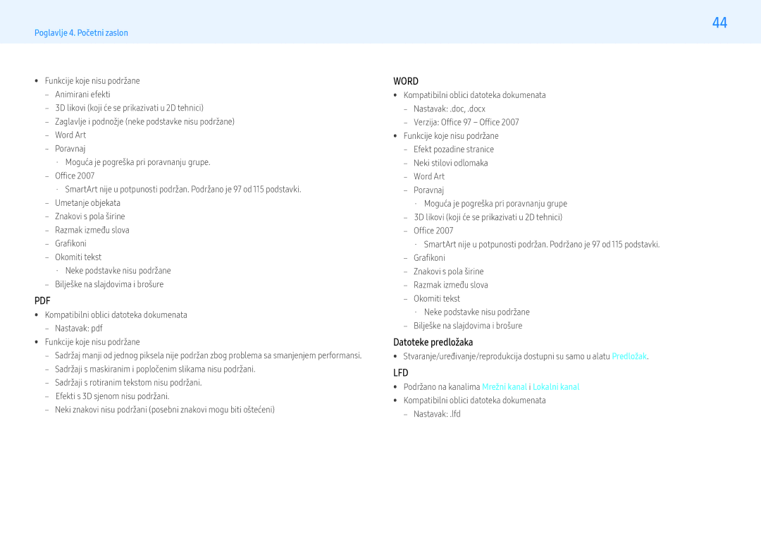 Samsung LH49PMHPBGC/EN manual Datoteke predložaka, ‒‒ Okomiti tekst, Podržano na kanalima Mrežni kanal i Lokalni kanal 