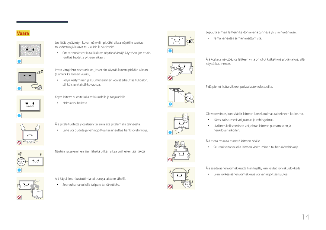 Samsung LH55RHEELGW/XE manual Vaara 