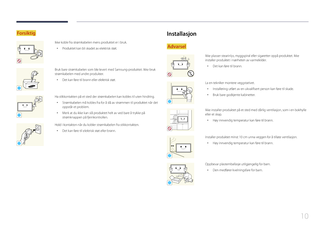 Samsung LH55RHEELGW/XE manual Installasjon 