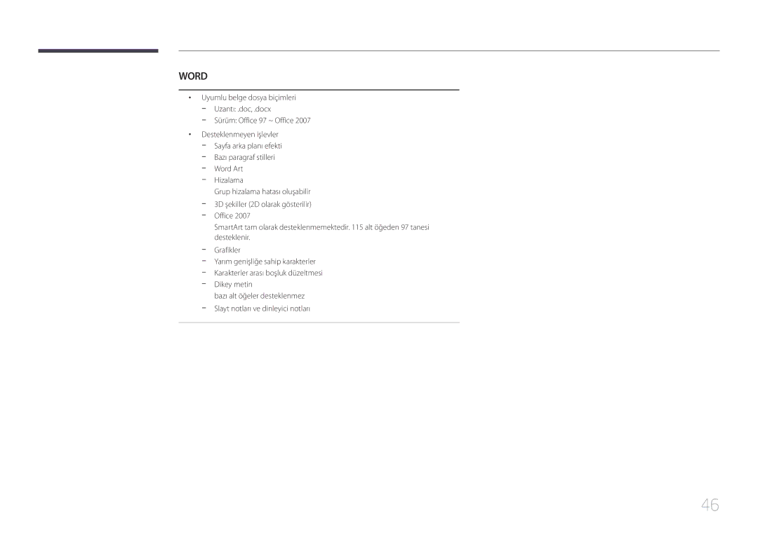 Samsung LH55RHEELGW/XE manual Word 