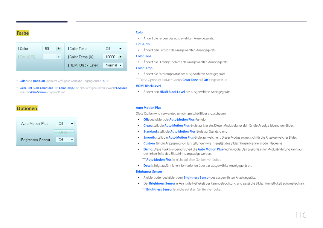 Samsung LH55UDCBLBB/EN manual 110, Optionen 