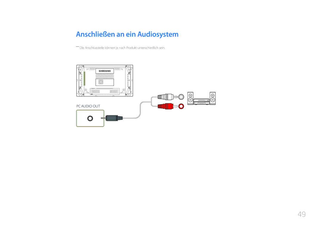 Samsung LH55UDCBLBB/EN manual Anschließen an ein Audiosystem 