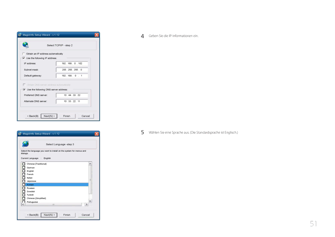 Samsung LH55UDCBLBB/EN manual Select TCP/IP step 