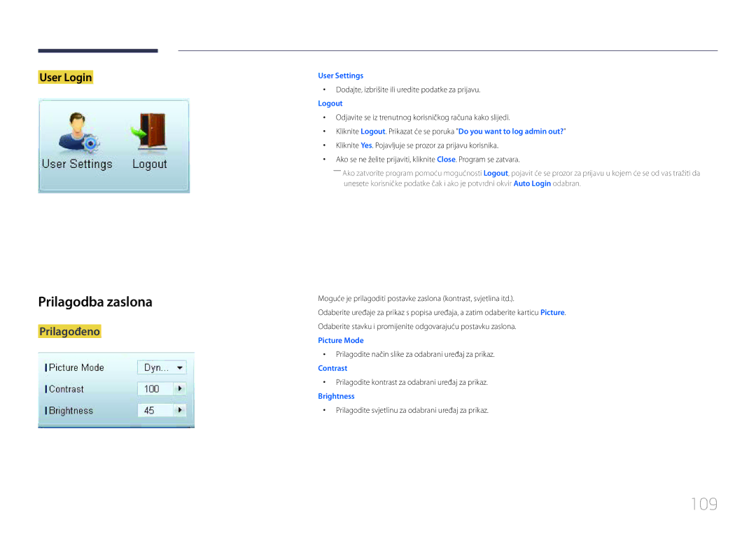 Samsung LH55UDCBLBB/EN manual 109, Prilagodba zaslona, Prilagođeno 