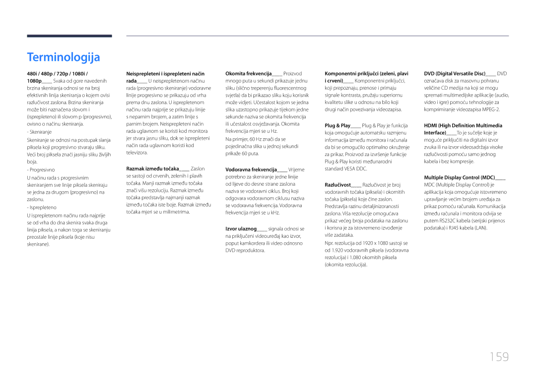 Samsung LH55UDCBLBB/EN manual Terminologija, 159 