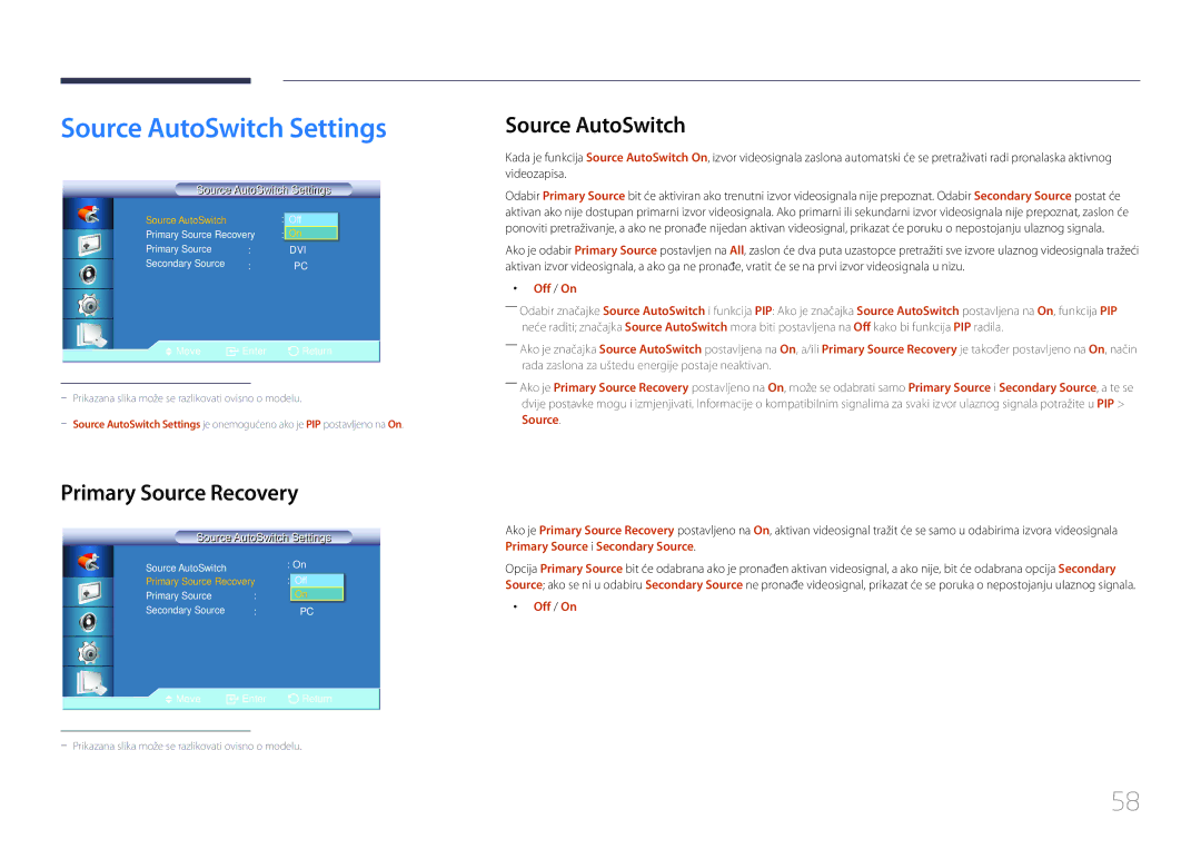 Samsung LH55UDCBLBB/EN manual Source AutoSwitch Settings, Primary Source Recovery 