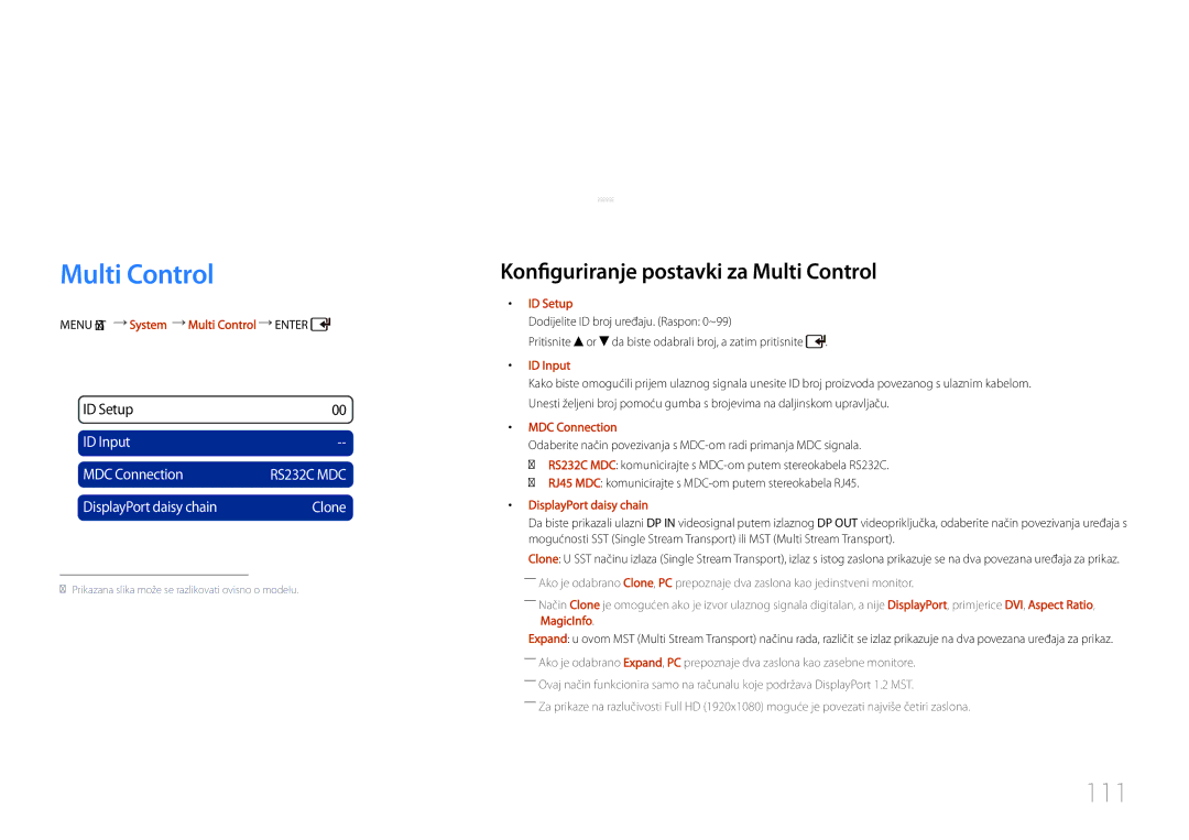 Samsung LH55UDCPLBB/EN manual System, Multi Control, 111 