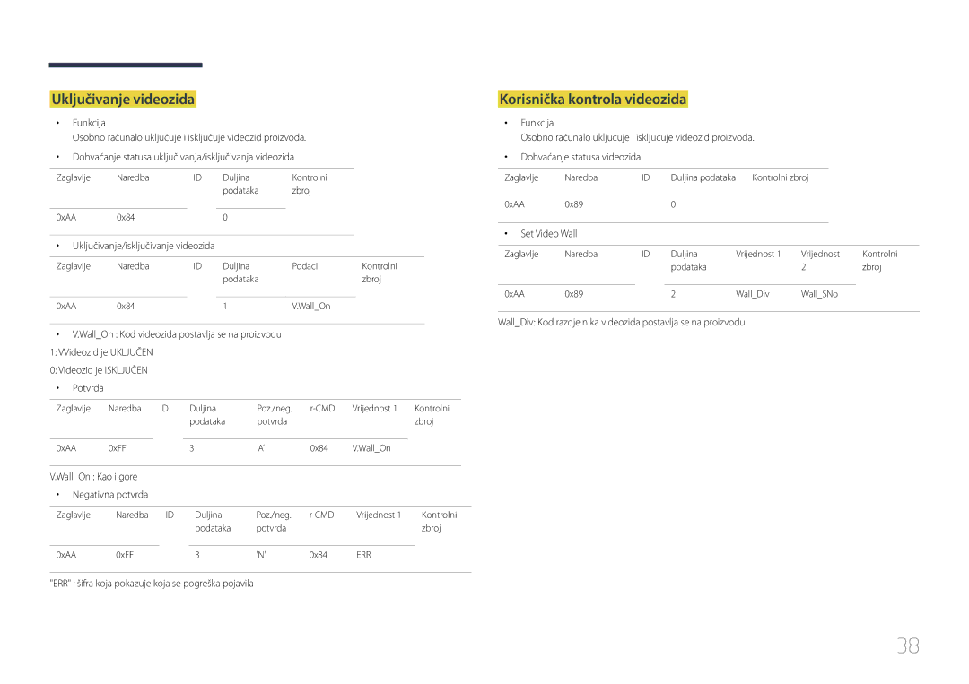 Samsung LH55UDCPLBB/EN manual Uključivanje videozida, Korisnička kontrola videozida, Uključivanje/isključivanje videozida 