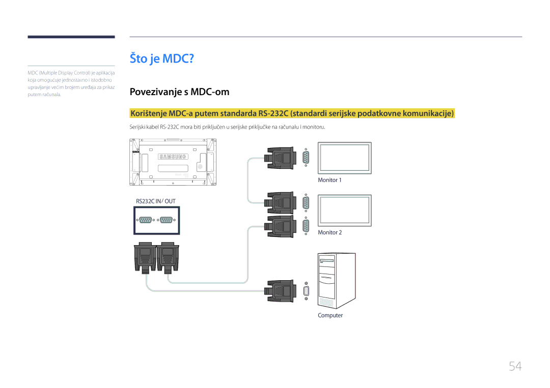 Samsung LH55UDCPLBB/EN manual Što je MDC?, Povezivanje s MDC-om 