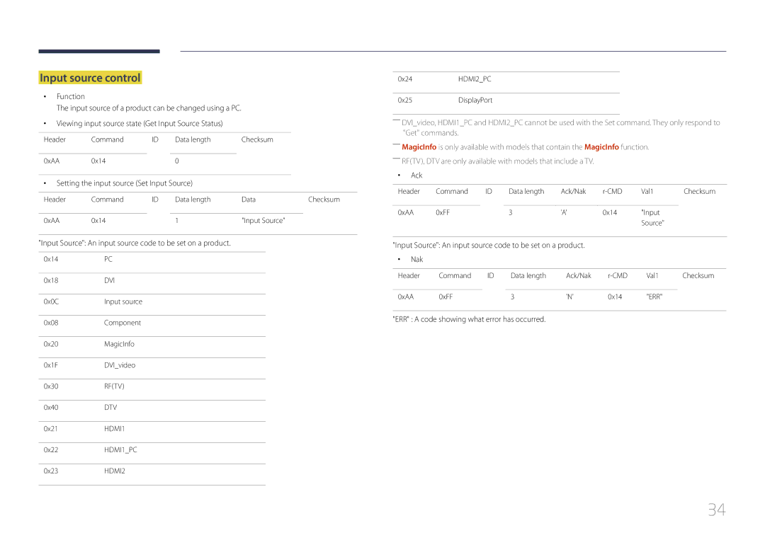 Samsung LH55UDDPLBB/XT, LH55UDDPLBB/EN, LH55UDDPLBP/EN manual Input source control, Setting the input source Set Input Source 