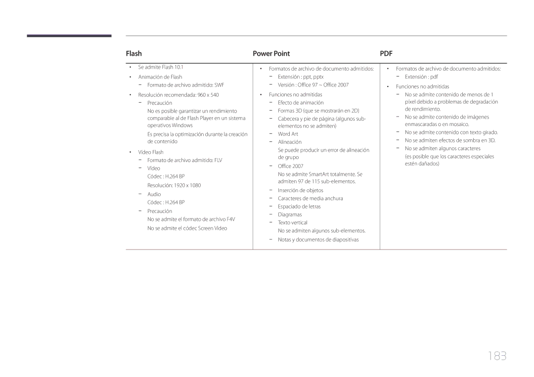 Samsung LH55UDDPLBP/EN, LH55UDDPLBB/EN manual 183, Flash Power Point, Diagramas -- Texto vertical 