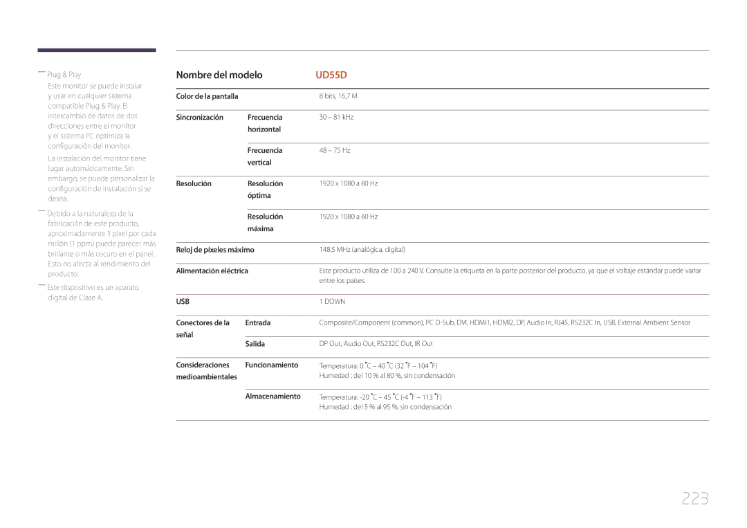 Samsung LH55UDDPLBP/EN, LH55UDDPLBB/EN manual 223 