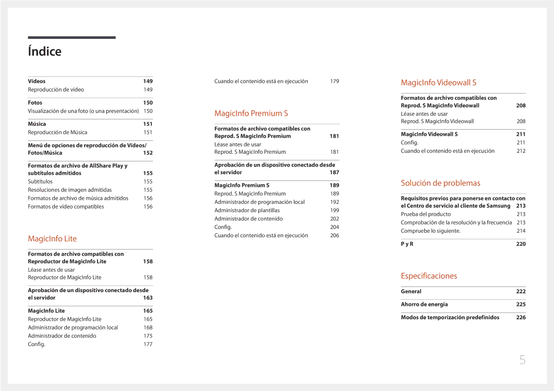 Samsung LH55UDDPLBP/EN, LH55UDDPLBB/EN manual Especificaciones 