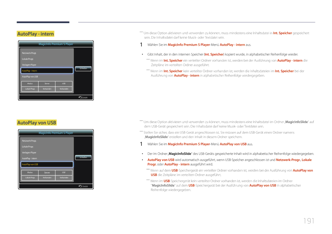 Samsung LH55UDDPLBB/EN manual 191, AutoPlay intern 