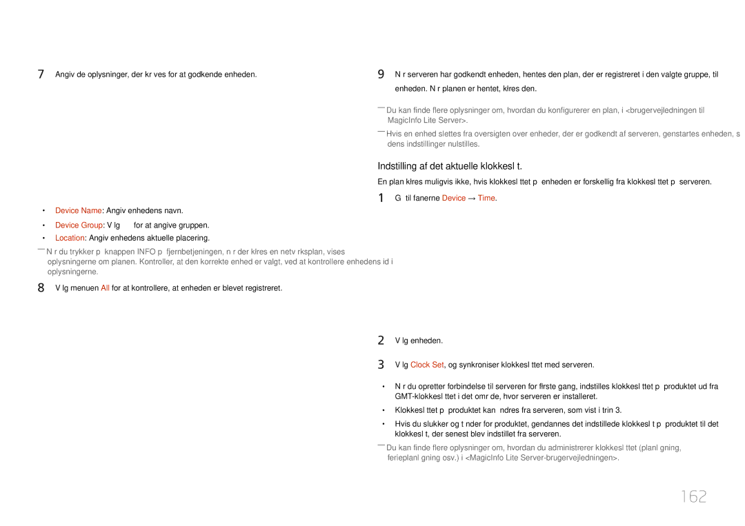 Samsung LH55UDDPLBB/EN manual 162, Device Group Vælg 