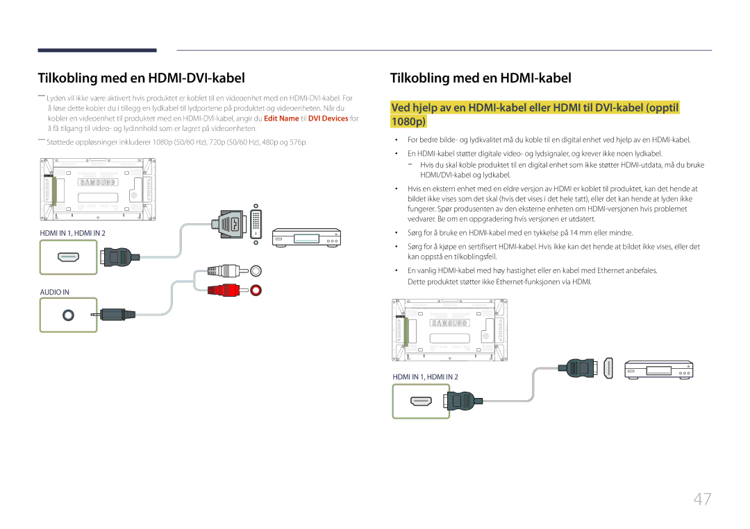 Samsung LH55UDDPLBB/EN manual Hdmi in 1, Hdmi Audio 