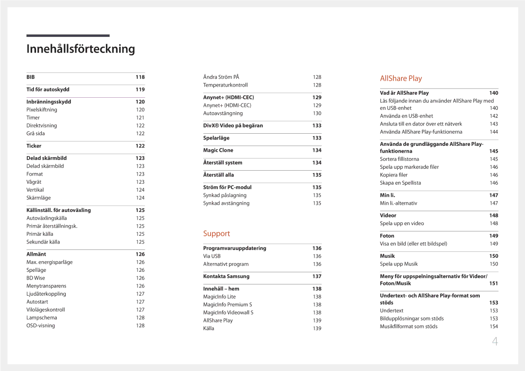 Samsung LH55UDDPLBB/EN manual Support 