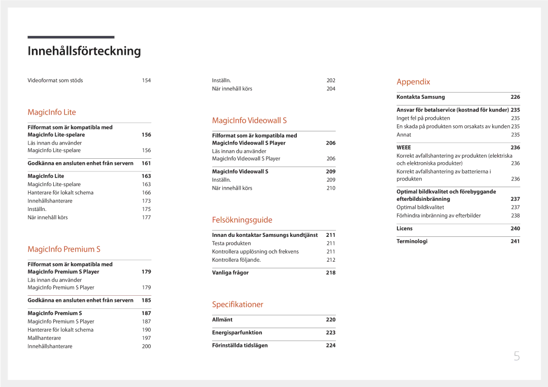 Samsung LH55UDDPLBB/EN manual Specifikationer 