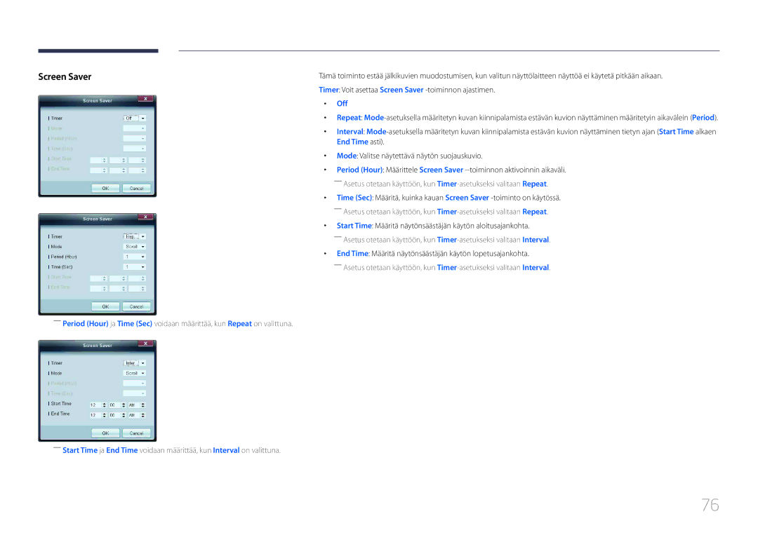 Samsung LH55UDDPLBB/EN manual Screen Saver 