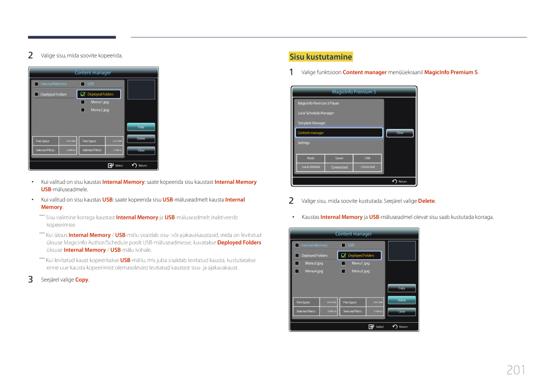 Samsung LH55UDDPLBB/EN manual 201, Sisu kustutamine 