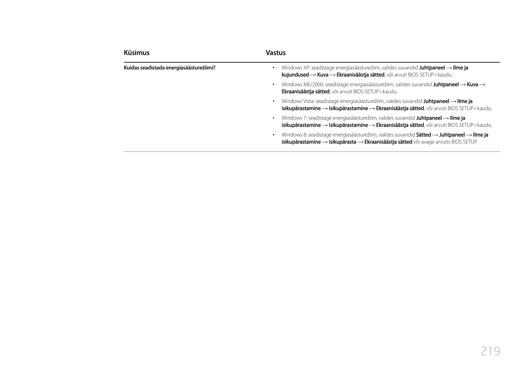 Samsung LH55UDDPLBB/EN manual 219, Kuidas seadistada energiasäästurežiimi?, Ilme ja, Kujundused Kuva 