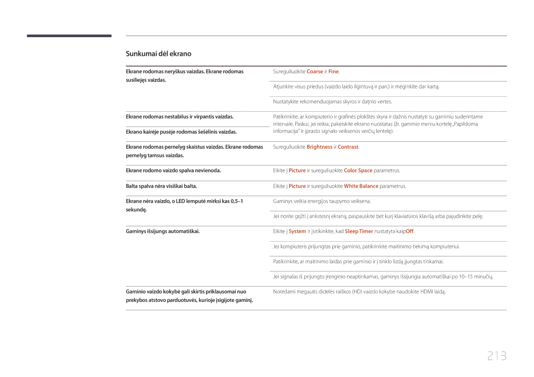 Samsung LH55UDDPLBB/EN manual 213, Sureguliuokite Brightness ir Contrast 