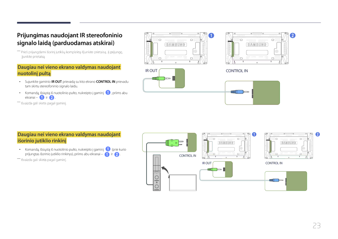 Samsung LH55UDDPLBB/EN manual Daugiau nei vieno ekrano valdymas naudojant nuotolinį pultą 