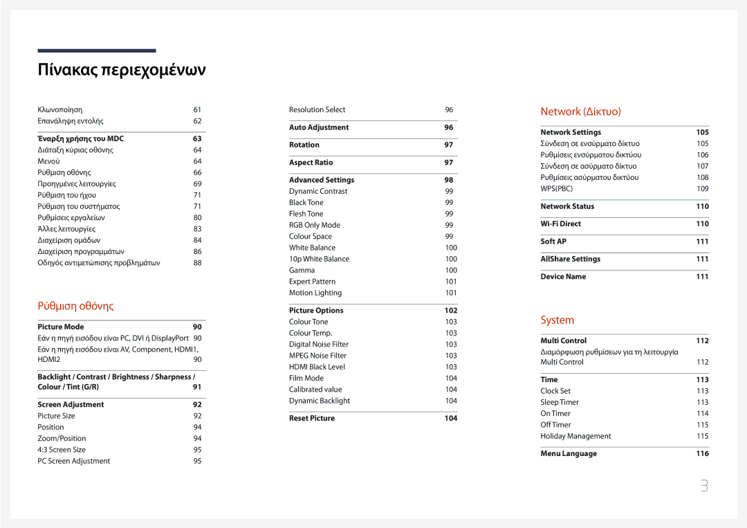 Samsung LH55UDDPLBB/EN manual Ρύθμιση οθόνης 