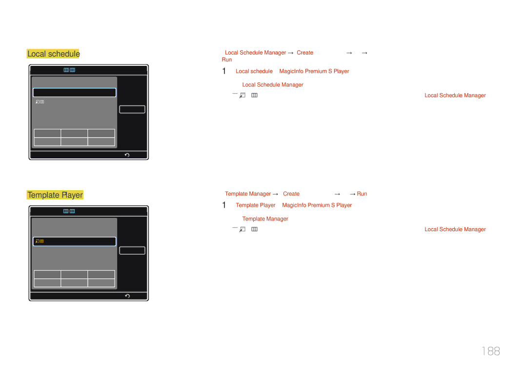 Samsung LH55UDDPLBB/EN manual 188, Template Player 