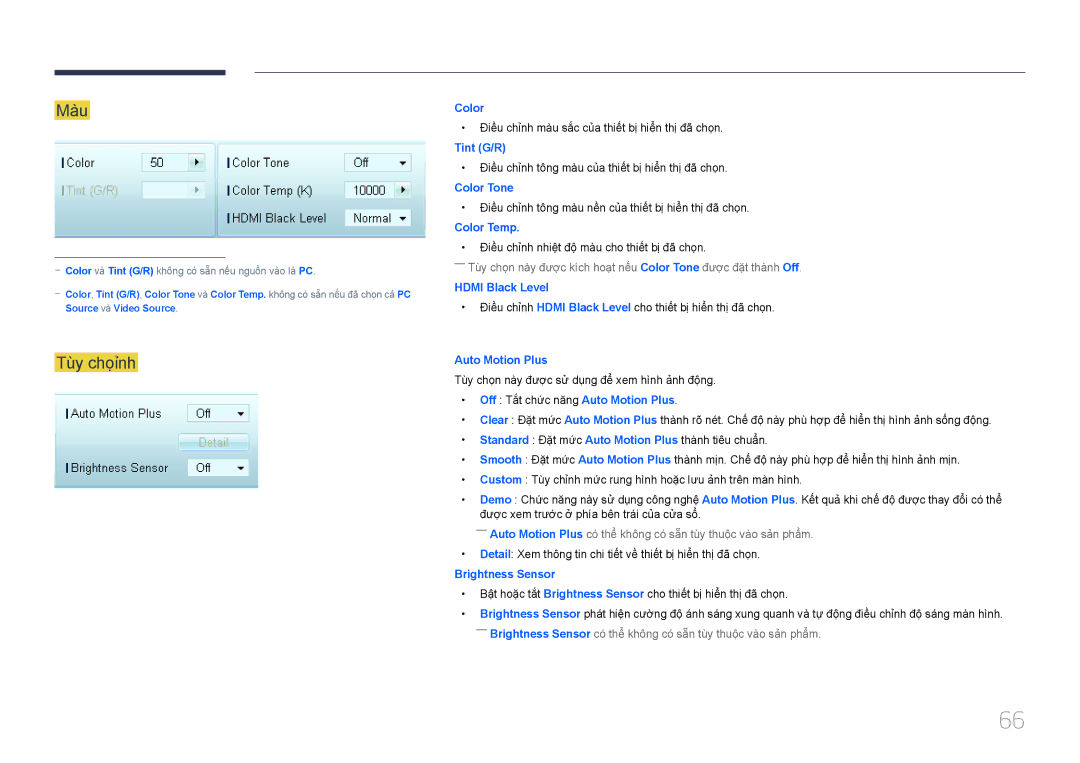 Samsung LH55UDDPLBB/XT, LH55UDDPLBB/XY manual Mau, Tùy chọỉ̉nh 