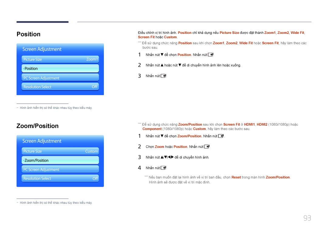 Samsung LH55UDDPLBB/XY, LH55UDDPLBB/XT manual Zoom/Position 